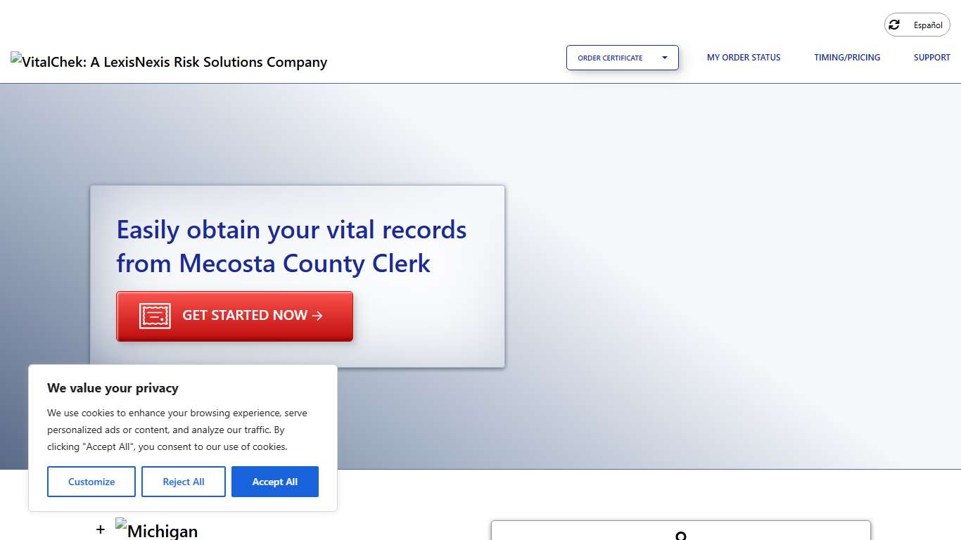 Mecosta County Clerk (MI) Order Certificates - VitalChek